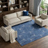 8' X 10' Navy Blue And Ivory Geometric Washable Area Rug With UV Protection