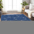 8' X 10' Navy Blue And Ivory Geometric Washable Area Rug With UV Protection