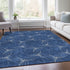 8' X 10' Navy Blue And Ivory Geometric Washable Area Rug With UV Protection