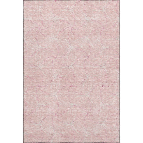 5' X 8' Pink And Ivory Geometric Washable Area Rug With UV Protection