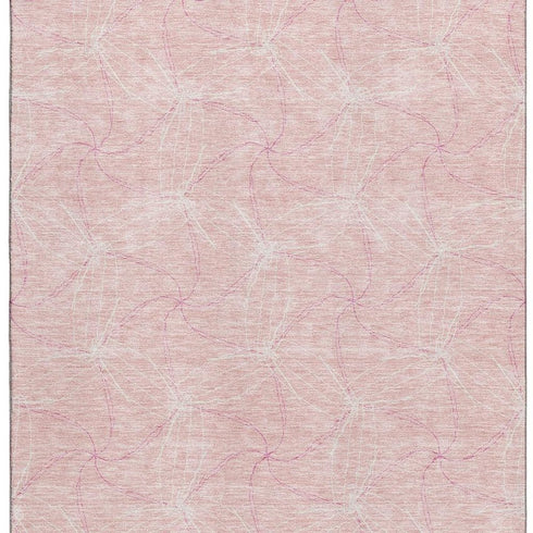 5' X 8' Pink And Ivory Geometric Washable Area Rug With UV Protection