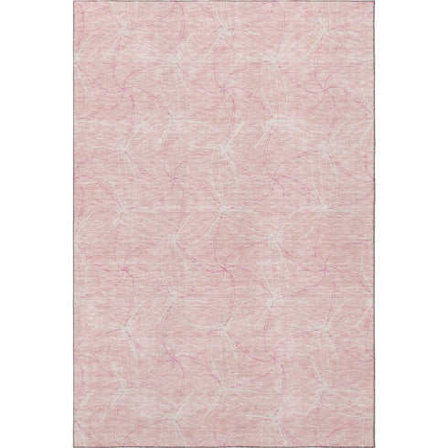 5' X 8' Pink And Ivory Geometric Washable Area Rug With UV Protection