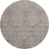 8' Taupe And Ivory Geometric Washable Round Rug With UV Protection