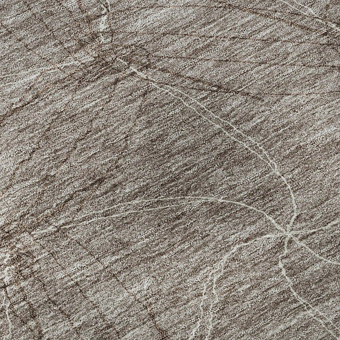 8' Taupe And Ivory Geometric Washable Round Rug With UV Protection