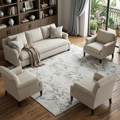 8' X 10' Silver Gray And Ivory Abstract Washable Area Rug With UV Protection