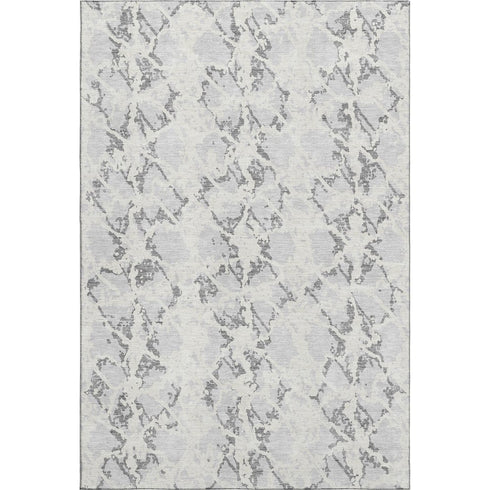 8' X 10' Silver Gray And Ivory Abstract Washable Area Rug With UV Protection