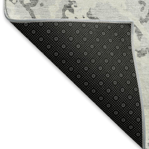 8' X 10' Silver Gray And Ivory Abstract Washable Area Rug With UV Protection
