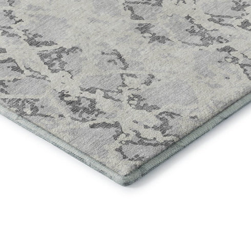 8' X 10' Silver Gray And Ivory Abstract Washable Area Rug With UV Protection