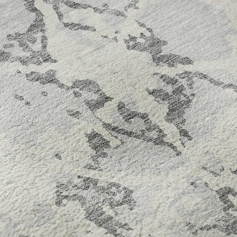 8' X 10' Silver Gray And Ivory Abstract Washable Area Rug With UV Protection