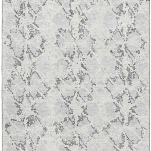 8' X 10' Silver Gray And Ivory Abstract Washable Area Rug With UV Protection