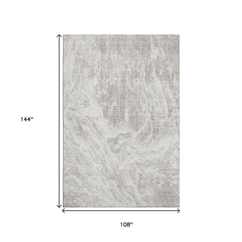 9' X 12' Beige And Ivory Abstract Washable Area Rug With UV Protection