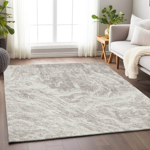 9' X 12' Beige And Ivory Abstract Washable Area Rug With UV Protection