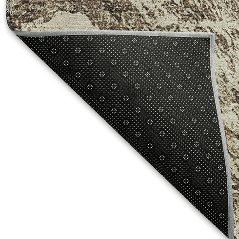 5' X 8' Brown And Beige Abstract Washable Area Rug With UV Protection