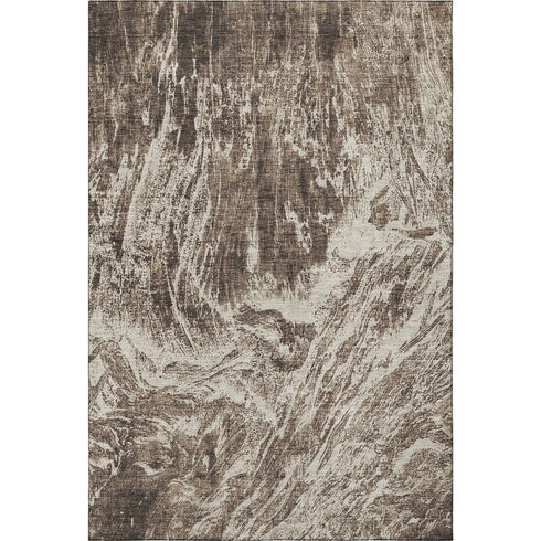 5' X 8' Brown And Beige Abstract Washable Area Rug With UV Protection