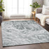 8' X 10' Gray And Ivory Abstract Washable Area Rug With UV Protection