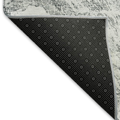 8' X 10' Gray And Ivory Abstract Washable Area Rug With UV Protection