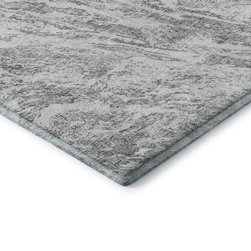 8' X 10' Gray And Ivory Abstract Washable Area Rug With UV Protection