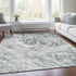 8' X 10' Gray And Ivory Abstract Washable Area Rug With UV Protection