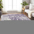 9' X 12' Purple And Ivory Abstract Washable Area Rug With UV Protection