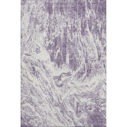 9' X 12' Purple And Ivory Abstract Washable Area Rug With UV Protection