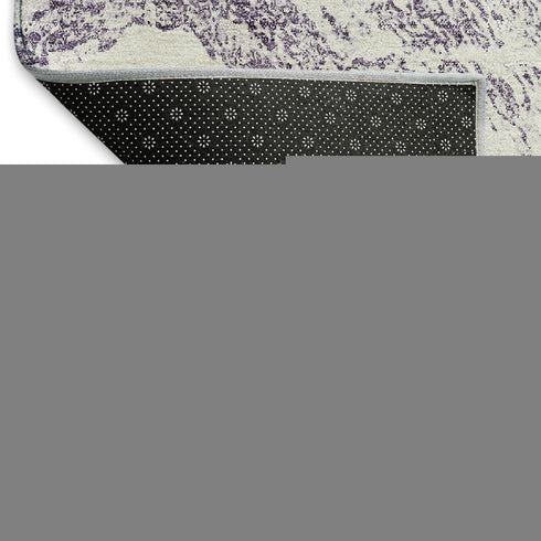 9' X 12' Purple And Ivory Abstract Washable Area Rug With UV Protection