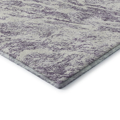9' X 12' Purple And Ivory Abstract Washable Area Rug With UV Protection