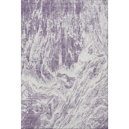 9' X 12' Purple And Ivory Abstract Washable Area Rug With UV Protection