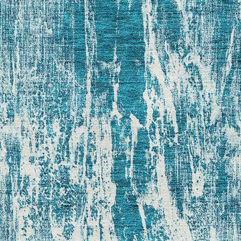 5' X 8' Teal And Ivory Abstract Washable Area Rug With UV Protection