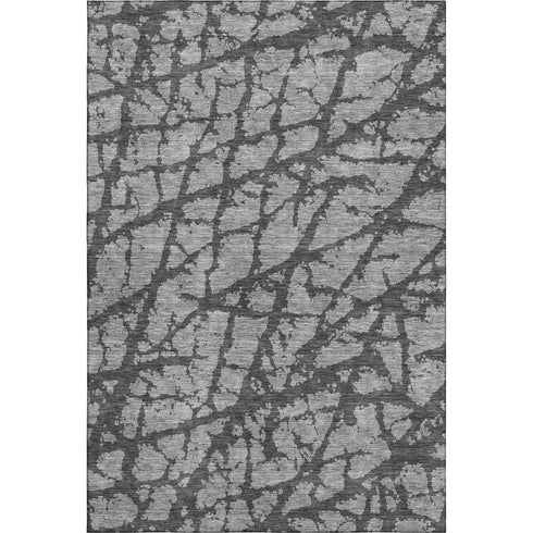 5' X 8' Gray And Charcoal Abstract Washable Area Rug With UV Protection