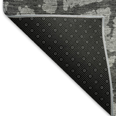 5' X 8' Gray And Charcoal Abstract Washable Area Rug With UV Protection