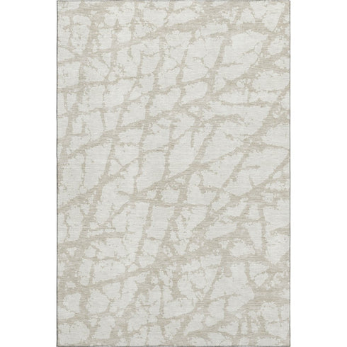 5' X 8' Ivory And Beige Abstract Washable Area Rug With UV Protection