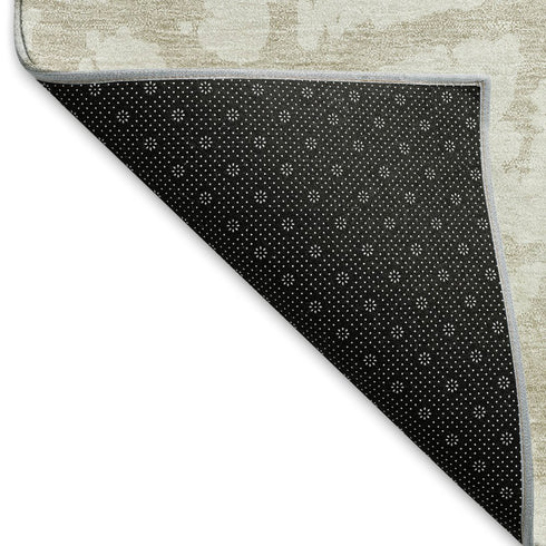 5' X 8' Ivory And Beige Abstract Washable Area Rug With UV Protection