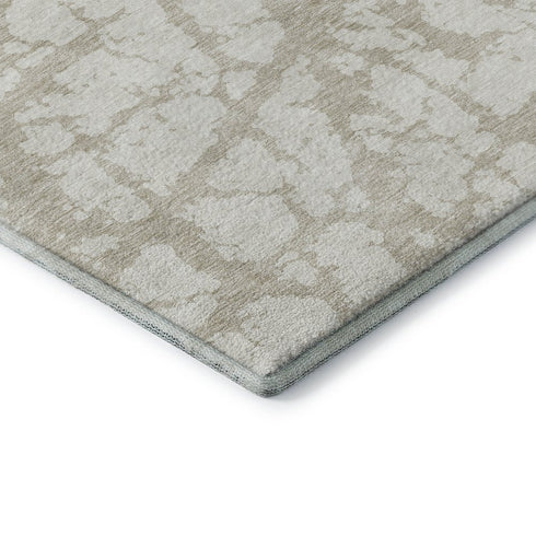 5' X 8' Ivory And Beige Abstract Washable Area Rug With UV Protection