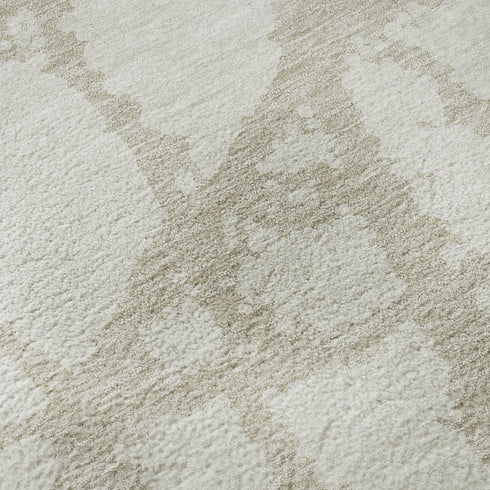 5' X 8' Ivory And Beige Abstract Washable Area Rug With UV Protection