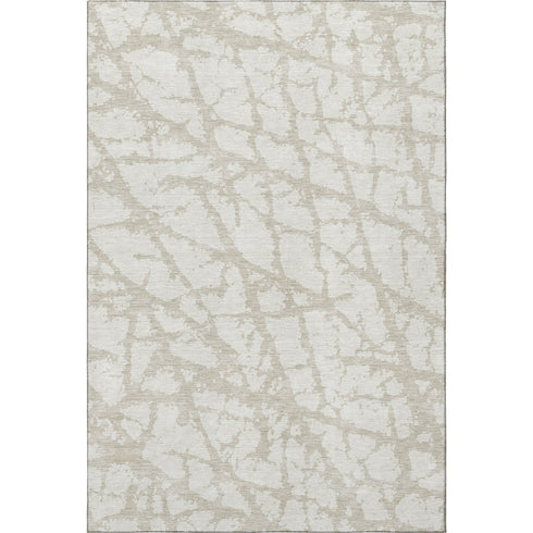 5' X 8' Ivory And Beige Abstract Washable Area Rug With UV Protection