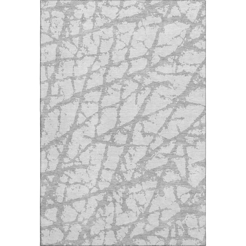 9' X 12' Silver And Gray Abstract Washable Area Rug With UV Protection