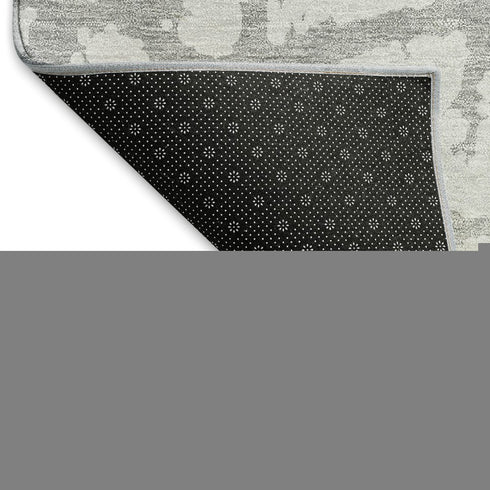 9' X 12' Silver And Gray Abstract Washable Area Rug With UV Protection