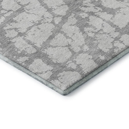9' X 12' Silver And Gray Abstract Washable Area Rug With UV Protection