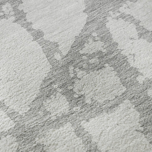 9' X 12' Silver And Gray Abstract Washable Area Rug With UV Protection