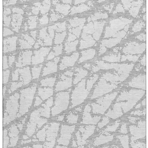 9' X 12' Silver And Gray Abstract Washable Area Rug With UV Protection