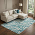 9' X 12' Teal And Ivory Abstract Washable Area Rug With UV Protection