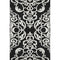 5' X 8' Black And Ivory Damask Washable Area Rug With UV Protection