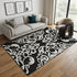 5' X 8' Black And Ivory Damask Washable Area Rug With UV Protection