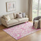 5' X 8' Blush And Ivory Damask Washable Area Rug With UV Protection