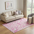 5' X 8' Blush And Ivory Damask Washable Area Rug With UV Protection