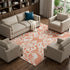 9' X 12' Coral And Ivory Damask Washable Area Rug With UV Protection