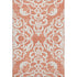 9' X 12' Coral And Ivory Damask Washable Area Rug With UV Protection