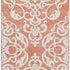 9' X 12' Coral And Ivory Damask Washable Area Rug With UV Protection