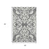 5' X 8' Gray And Ivory Damask Washable Area Rug With UV Protection