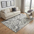 5' X 8' Gray And Ivory Damask Washable Area Rug With UV Protection